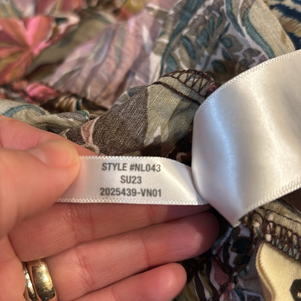 Madewell Pink and Green Leaf Print Blouse - Picture 4 of 5